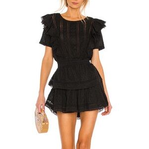 LoveShackFancy Natasha Black Ruffled Dress - Size S